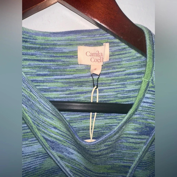 Camila Coelho Aideen Cut Out Knit Top in Blue Spacedye - Picture 4 of 7